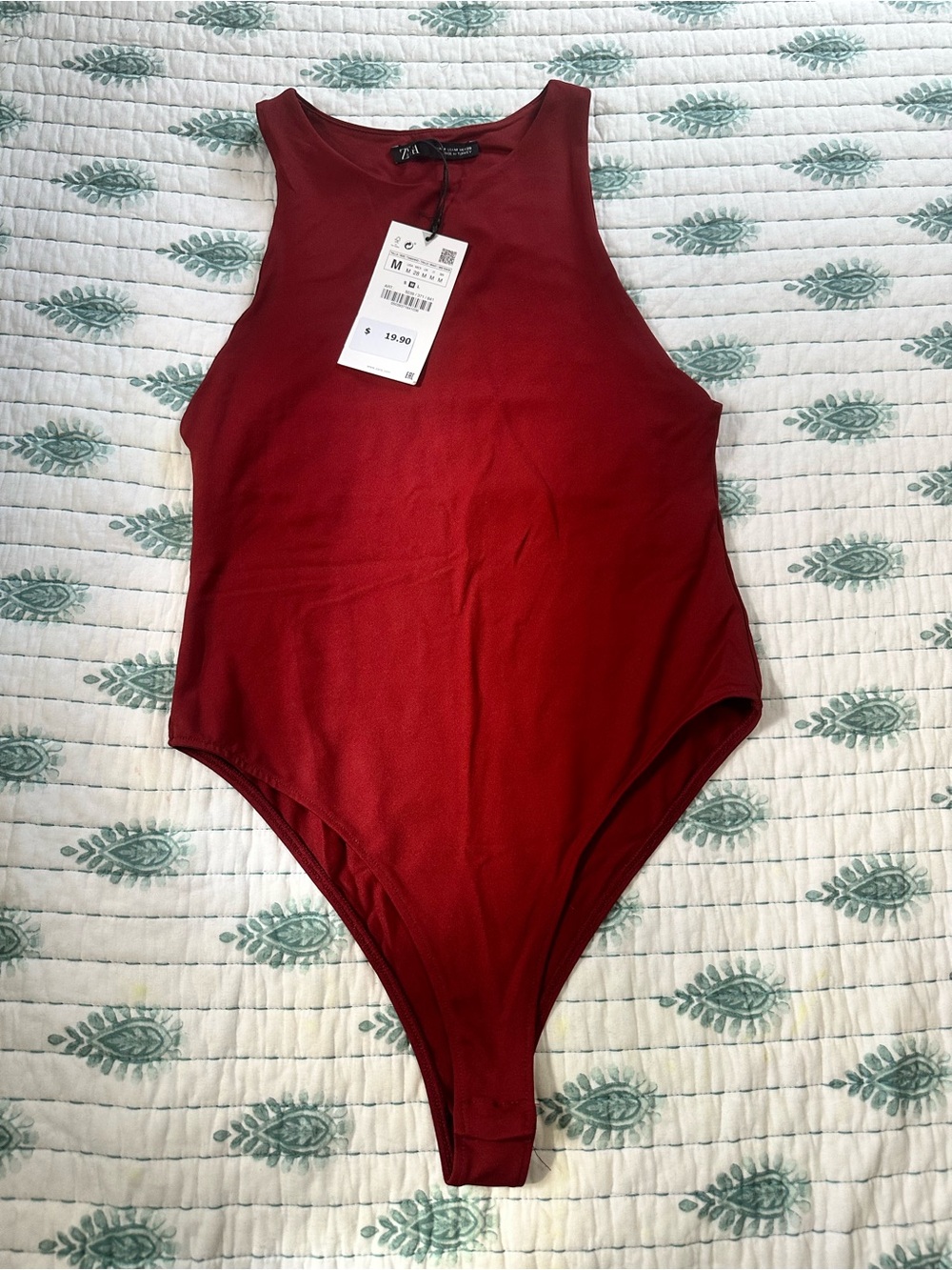 ZARA Burgundy Sleeveless One-Piece Bodysuit